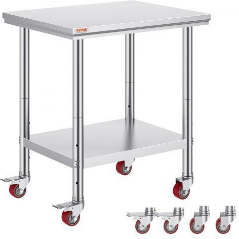 Vevor Stainless Steel Workbench 30x24" Wheels Kitchen Sygzt30x24indjl01v0