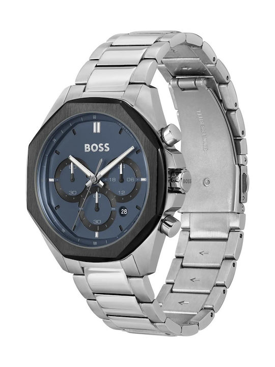 Boss Ανδρικό Ρολόι 44mm Χρονογράφος Μπαταρίας με Ασημί Μεταλλικό Μπρασελέ