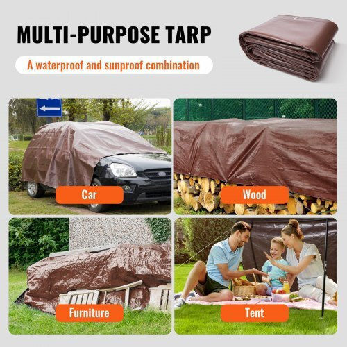 Vevor Waterproof Tarpaulin 12.192x6.096m. Brown