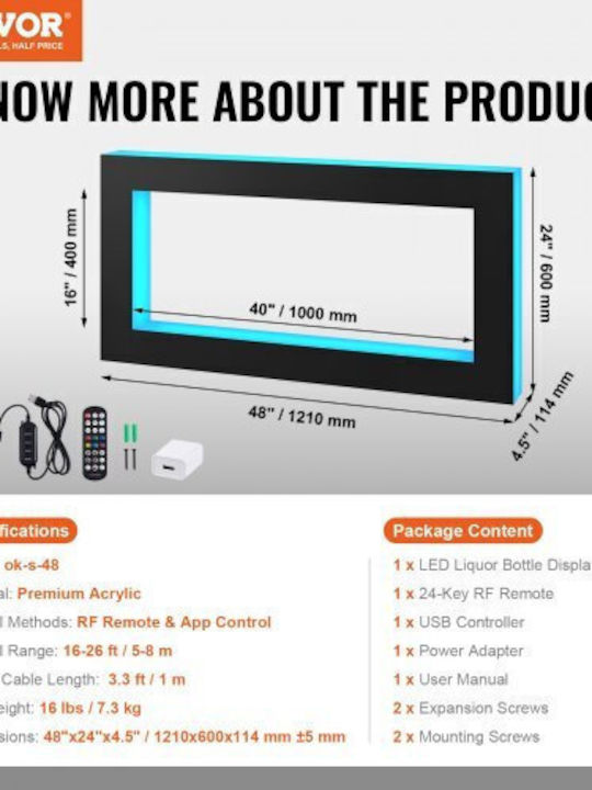 Vevor Επιδαπέδια Μπουκαλοθήκη Διάφανη KZXBGLED248RFXCBHV2 Vevor Επιδαπέδια Μπουκαλοθήκη Διάφανη KZXBGLED248RFXCBHV2