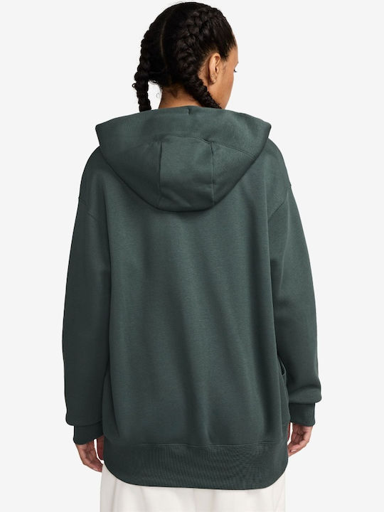 Long Women's Sweatshirt Jacket Hooded Petrol