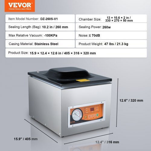 Vevor Συσκευή Vacuum με Μέγιστο Μήκος Σφραγίσματος 259.08mm