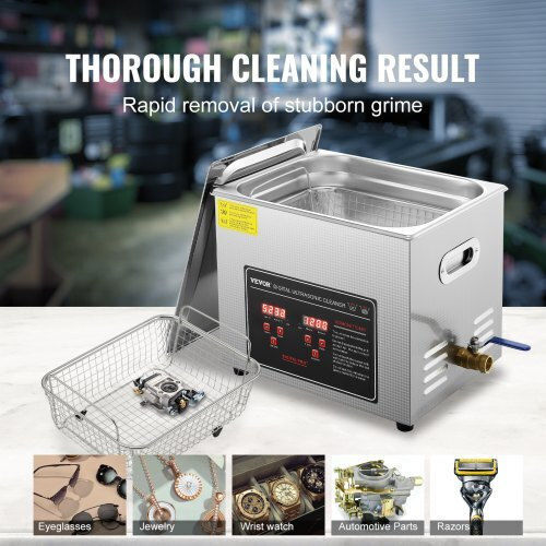 Vevor Καθαριστής Υπερήχων 10lt Inox με Ψηφιακό Χρονοδιακόπτη