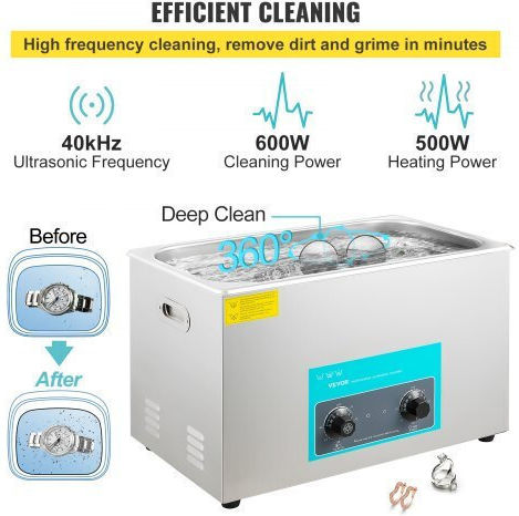 Vevor Curățător Ultrasonic 30lt Inox Cu Temporizator Mecanic