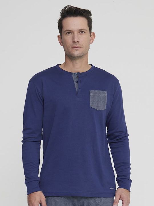 Noidinotte Men's Winter Pajamas Set Blue, Grey