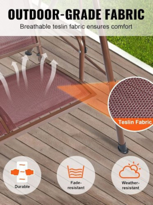 Leagăn de verandă Vevor cu 3 locuri, cu copertină reglabilă, maro Tjqq68inx44ivddhlv0