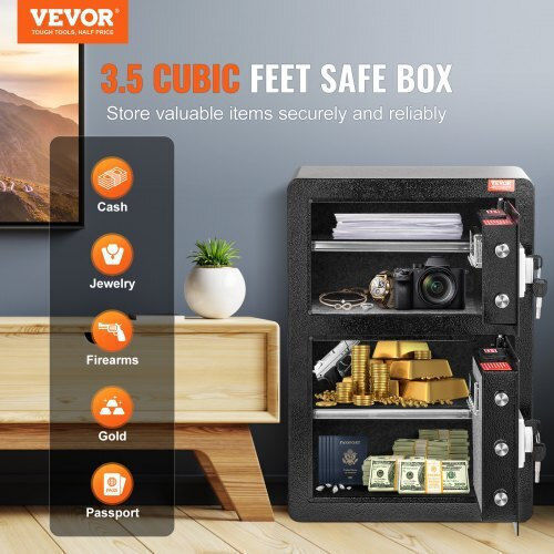 Vevor Seif cu Blocare Digitală și Cheie cu Dimensiunile L59xW42xH35cm cu Greutatea 23.4kg LMBXXLS3139CMP3A6V9