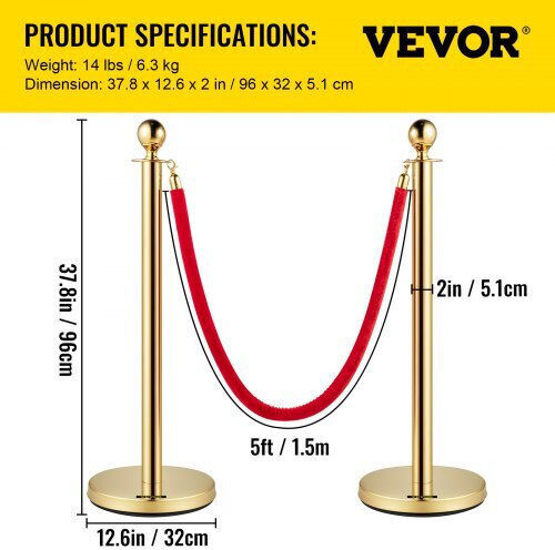 Vevor Safety Barrier Post Gold 1.5m GLZJSQTHR8JT00001V0