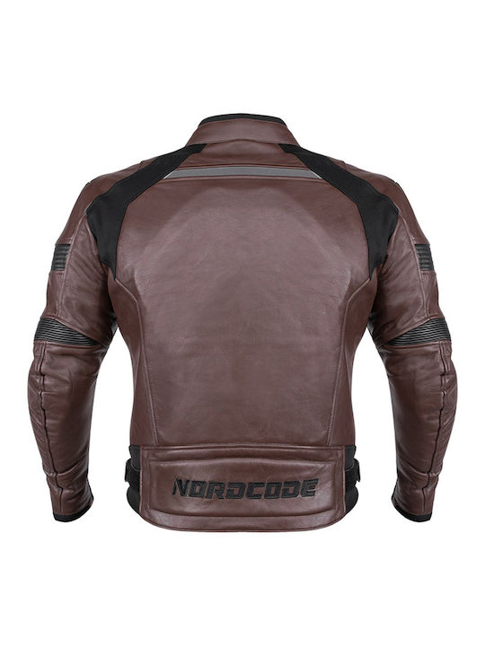 Nordcode Racer Leather Men's Jacket 4 Seasons Brown