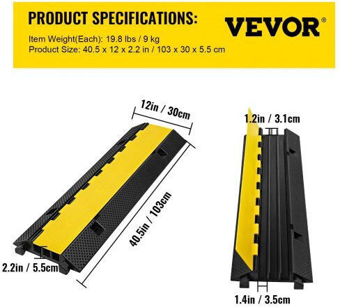 Vevor Προστατευτικό Καλωδίων Μαύρο GXB1000X300X45-3PV0 1τμχ