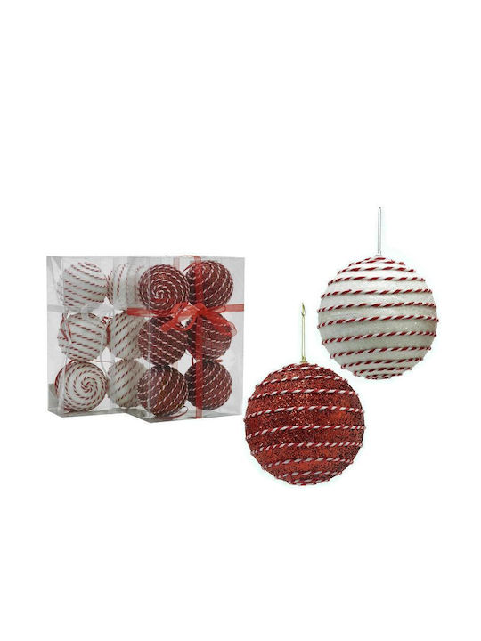 Hanging Ball Ornament Ornament White 8cm Set 6pcs