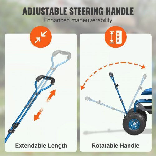 Garden Cart Metallic Four-wheel with Maximum Load Weight 136kg