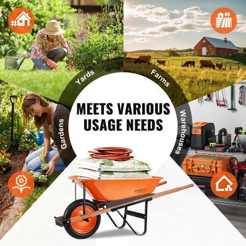 Dump Cart Garden Cart Metallic Single-wheel with Maximum Load Weight 149kg