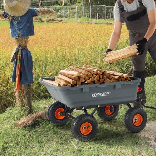 Dump Cart Garden Cart Plastic Four-wheel with Maximum Load Weight 362kg 25.5x25.5cm.