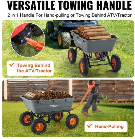 Dump Cart Garden Cart Plastic Four-wheel with Maximum Load Weight 680kg