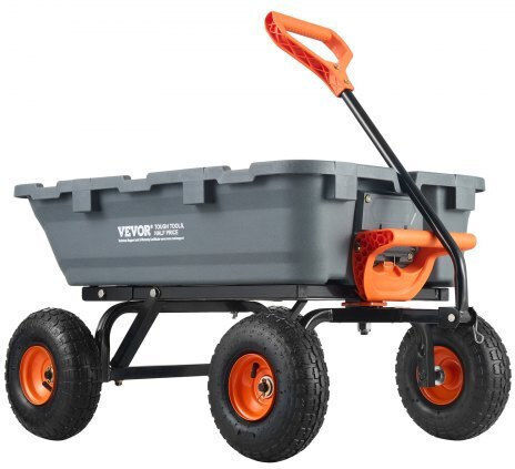 Dump Cart Garden Cart Plastic Four-wheel with Maximum Load Weight 362kg 25.5x25.5cm.
