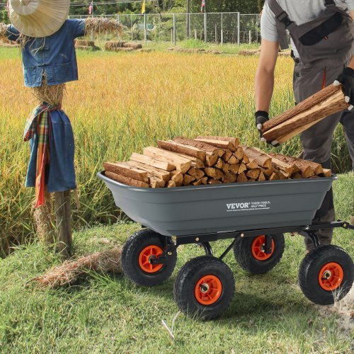Dump Cart Garden Cart Plastic Four-wheel with Maximum Load Weight 272kg 25.5x25.5cm.