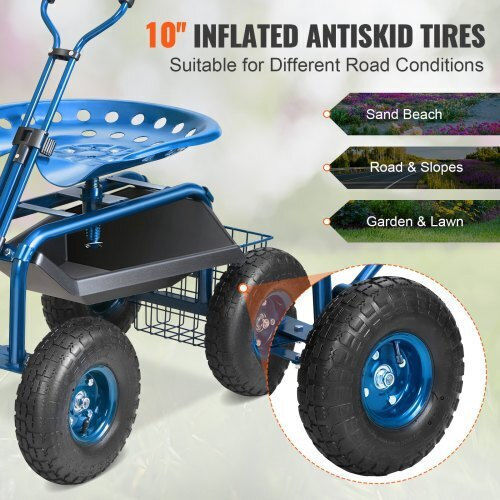 Garden Cart Metallic Four-wheel with Maximum Load Weight 136kg