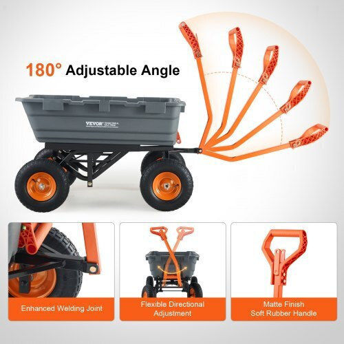 Dump Cart Garden Cart Plastic Four-wheel with Maximum Load Weight 680kg