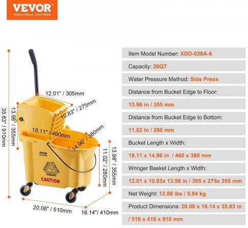 Vevor Cleaning Cart 26lt