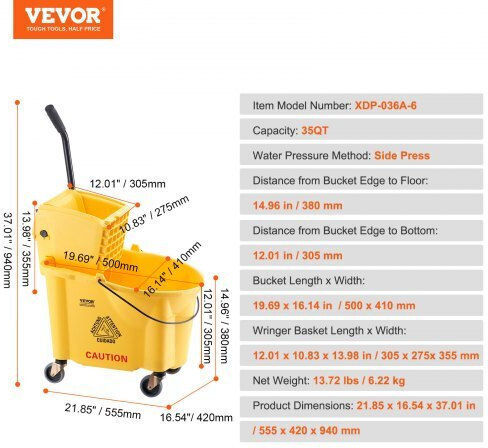 Vevor Cleaning Cart 35lt