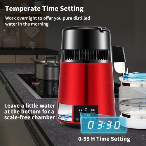 Vevor Water Distiller 1L/h 4L 750W Red Dsdw1lh4l220vktnfv2