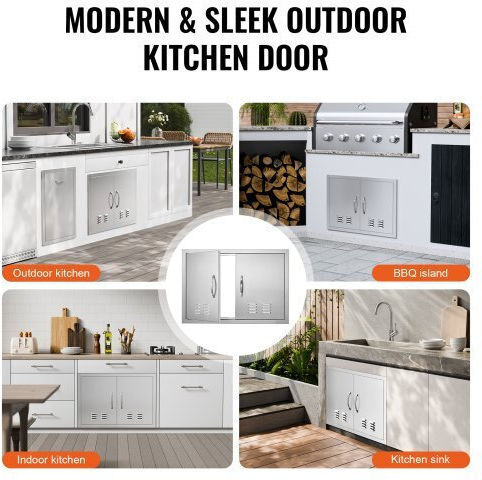Πόρτα Bbq Vevor 762x533mm Ανοξείδωτη Διπλή Χερούλια & Αεραγωγούς Smmbscjmys30npmwov0