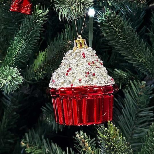 Hängendes Ornament Cupcake Rot 6cm Set 6Stück