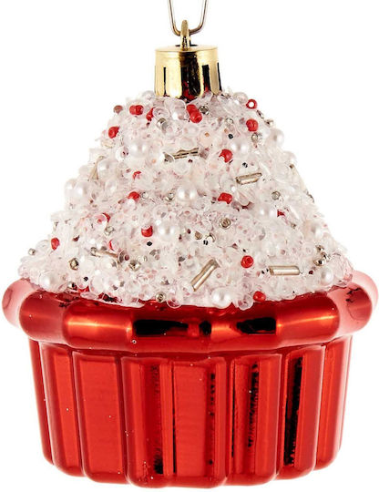 Hängendes Ornament Cupcake Rot 6cm Set 6Stück
