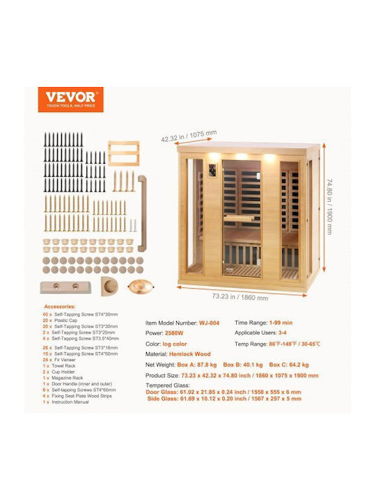 Vevor Infrarot Sauna Für 3-4 Personen Innenbereich