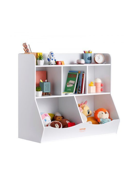 Kids Wooden Bookcase White 89x40x76cm