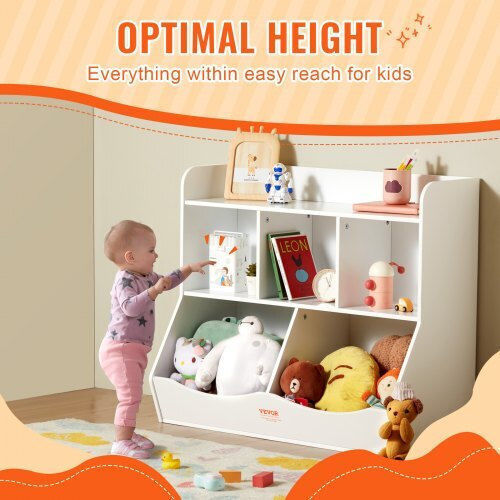Kids Wooden Bookcase White 89x40x76cm