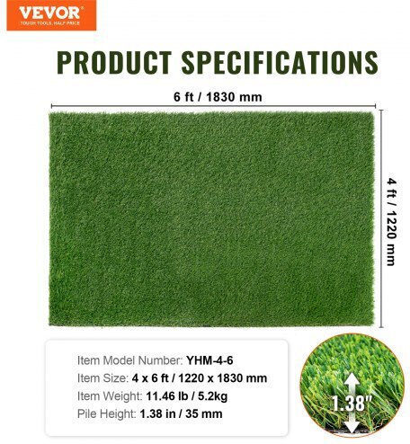 Natural Turf in Roll 1.2x1.8m and 35mm Height