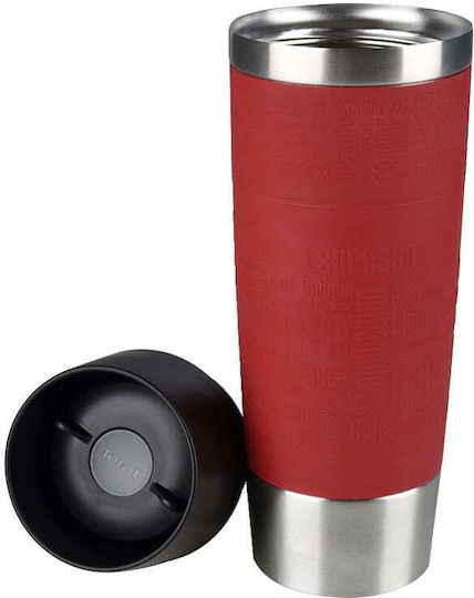 Tefal Travel Mug Glass Thermos Stainless Steel 500ml Red with Mouthpiece K30842