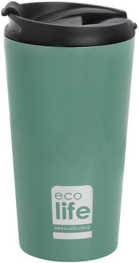 Ecolife Coffee Cup Glass Thermos Stainless Steel BPA Free 370ml Light Blue