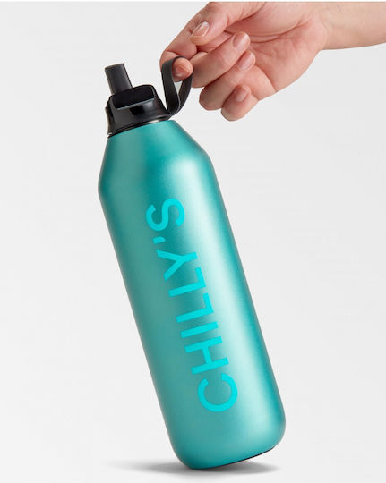 Chilly's Series 2 Flip Bottle Thermos Stainless Steel BPA Free 1lt Series With Straw