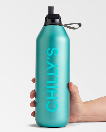 Chilly's Series 2 Flip Bottle Thermos Stainless Steel BPA Free 1lt Series With Straw