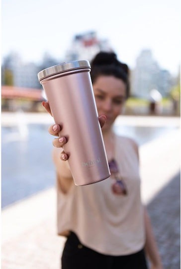 SmartShake Bohtal Glass Thermos Stainless Steel 750ml Pink with Mouthpiece