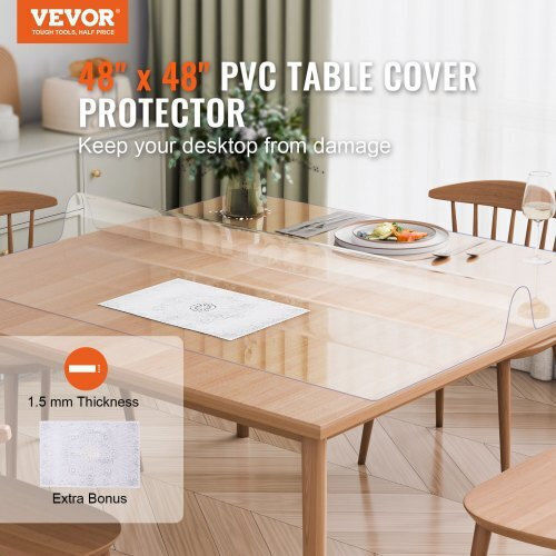 Διαφανές Προστατευτικό Τραπεζιού Vevor Pvc 48x48 Εκ 1.5mm Zfxpvczb48x40k46av0