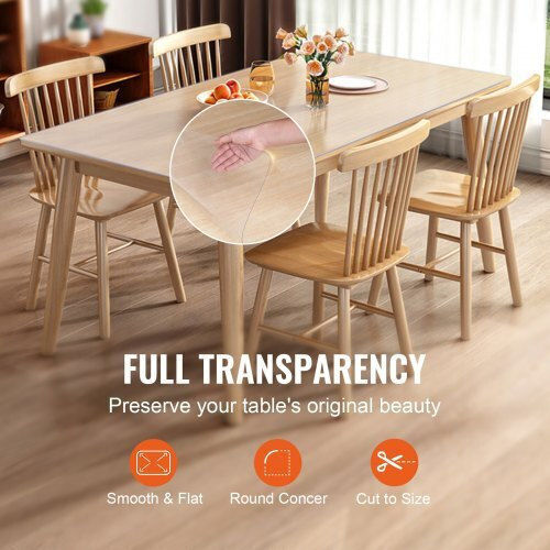 Vevor Transparenter Tischschutz 18" x 36" 1,5 mm PVC Wasserdichte Tischdecke Zfxzbyctmspvcvczav0