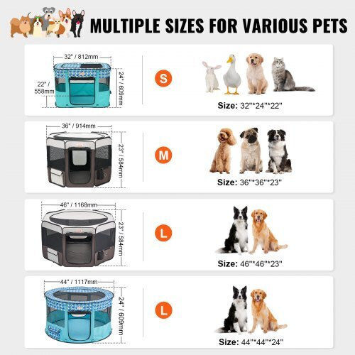 Vevor Foldable Park Dog & Cat Octagon made of Fabric 91.44 x 91.44 x 91.44cm