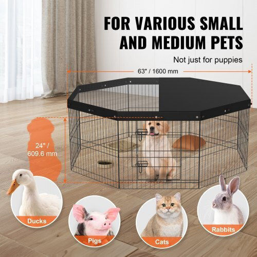 Faltbarer Laufstall Hunde Katzen Kaninchen Vevor 1600 x 1600 x 610 mm Metallabdeckung Modular