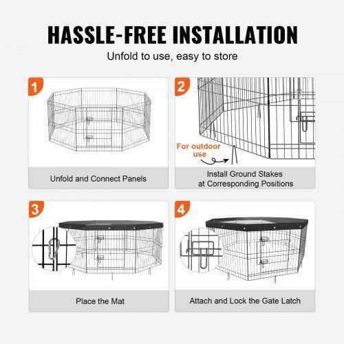 Faltbarer Laufstall Hunde Katzen Kaninchen Vevor 1600 x 1600 x 610 mm Metallabdeckung Modular