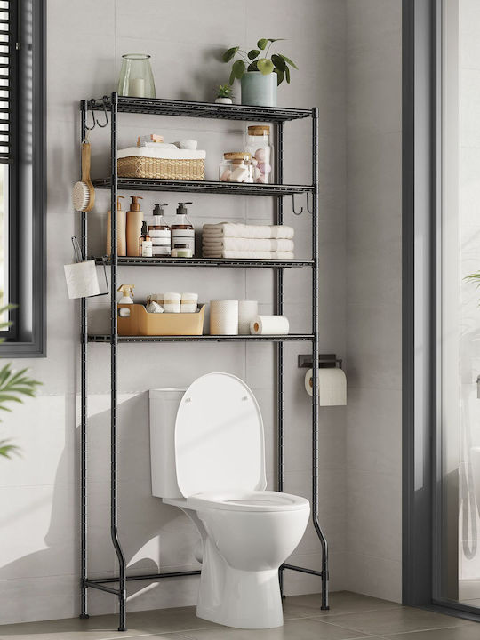 Songmics Badewannenregal Metallisch mit 4 Regalböden 30x30x176cm Schwarz