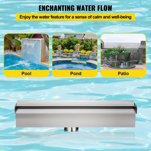 Vevor Pool Waterfall made of Stainless Steel 29.972x11.43x7.874cm Silver