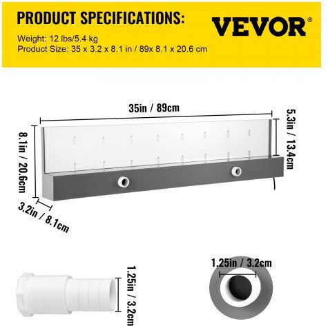Vevor Cascadă de piscină cu iluminare LED 91.948x8.128x20.574cm Portocaliu