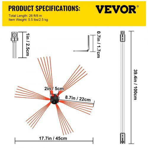 Vevor Nylon Chimney Cleaning Brush Round with Diameter 50.8mm