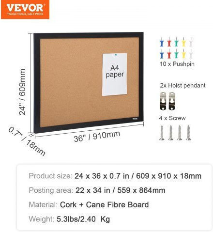 Vevor Πίνακας Φελλού 36x24εκ