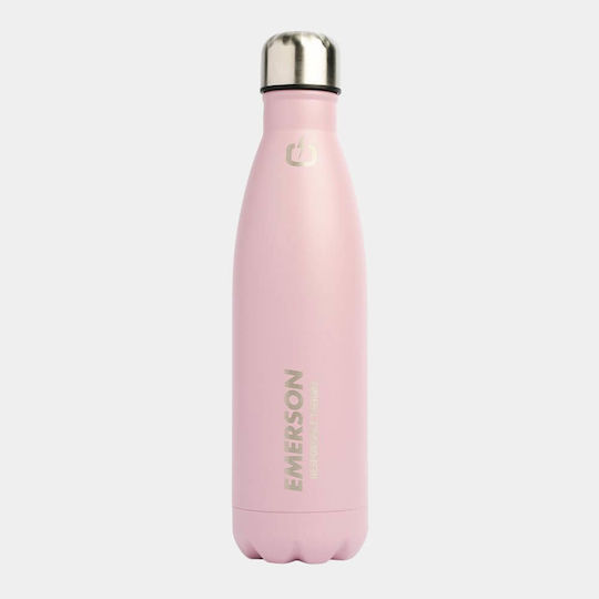 Emerson Recycelbar Flasche Thermosflasche Rostfreier Stahl BPA Frei 500ml Warm Pink mit Stroh