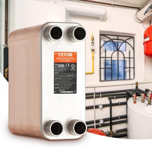 Vevor Εναλλάκτης Θερμότητας 100 Πλακών 4*1-1/4" Mnpt 5"x12" Ανοξείδωτο 316l Qhbshrq51210ih0z3v0